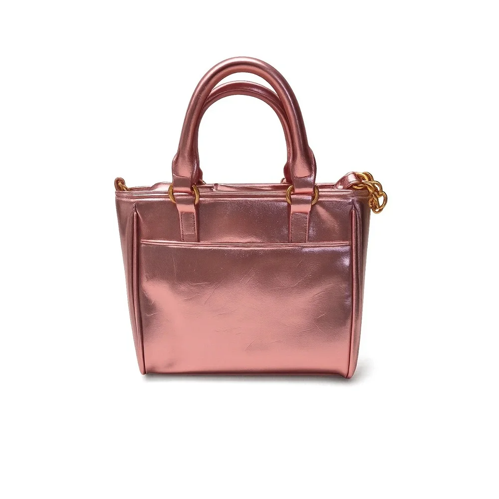 Juicy Couture Metallic Pink Quilted Heart Crossbody Bag Satchel Gold Logo